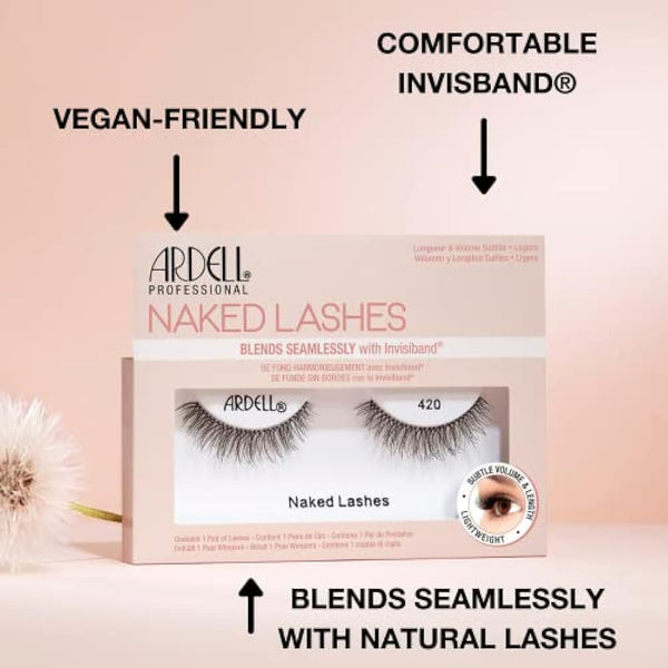 Ardell Naked Lash 420 False Eyelashes, Short Length, Natural Look, Vegan Friendly, 1 Pair (Pack of 1)