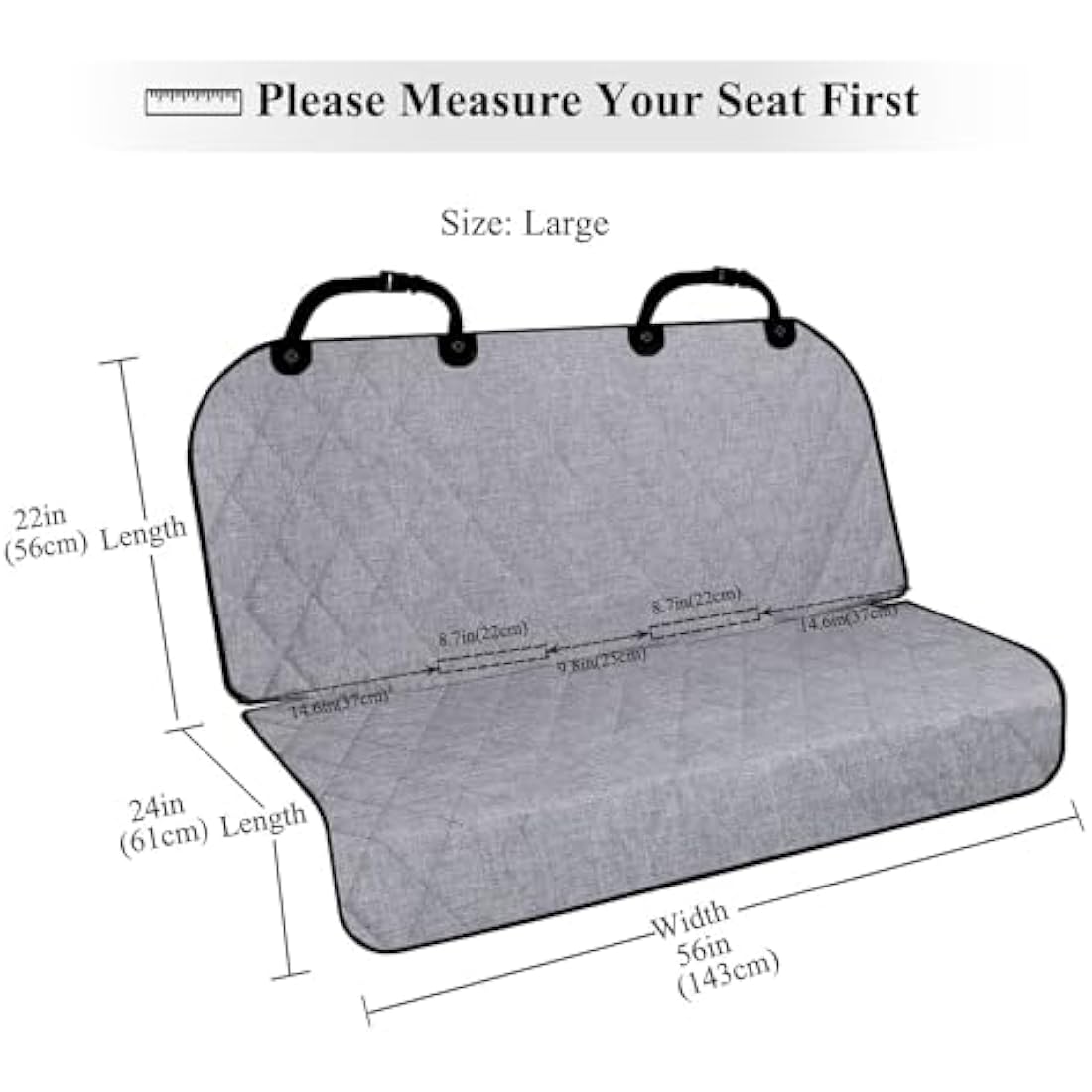 VIVAGLORY Dog Seat Covers, Dog Backseat Cover Pet Bench Protectors with Anti-Slip Backing, Back Seats Cover Rear Seat Covers Car Seat Cover for Dogs, Heather Black, L