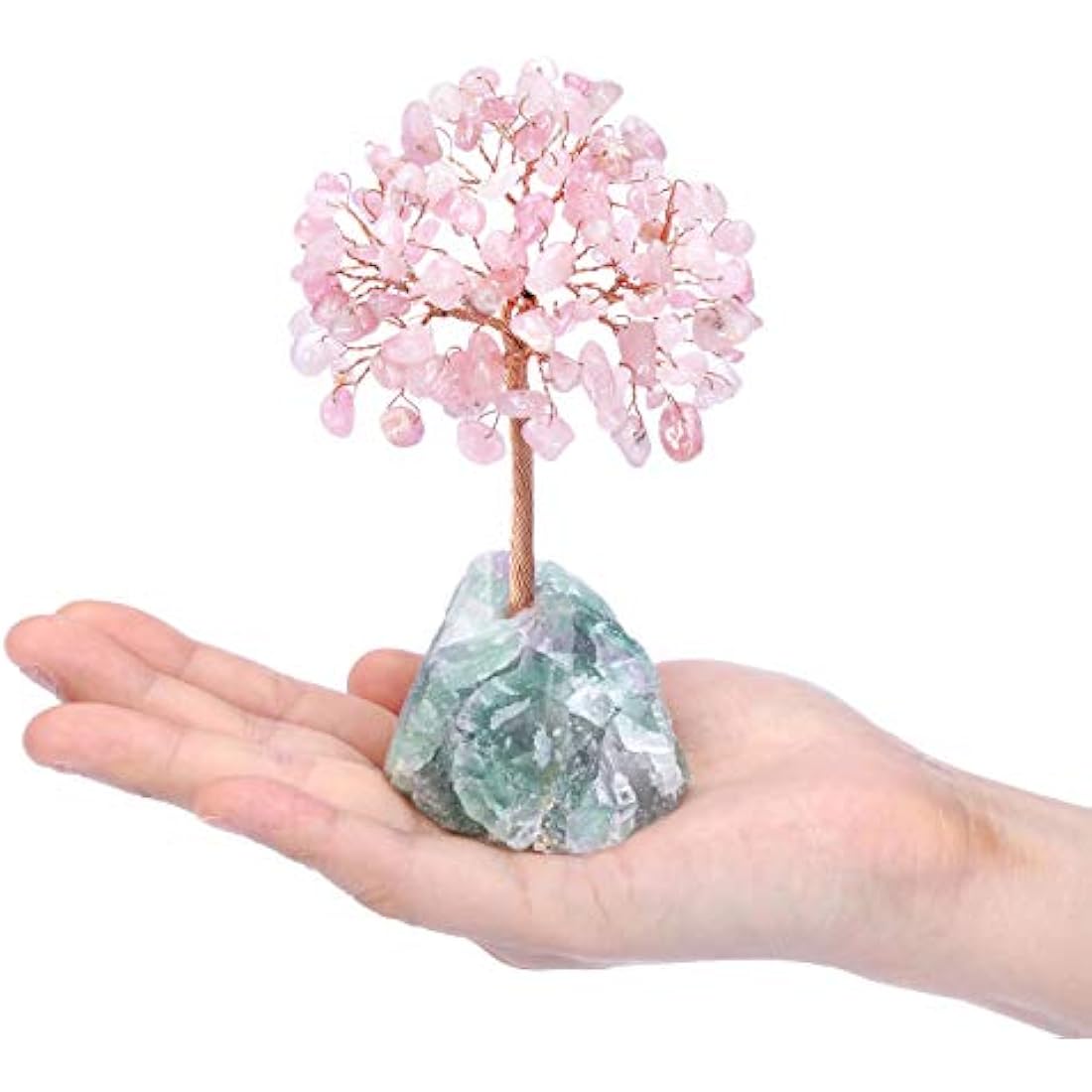 JSDDE Rose Quartz Crystal Healing Crystals Gemstones Feng Shui Money Tree of Life Figurines