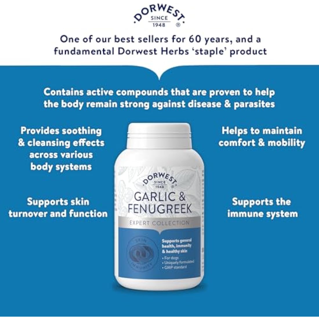DORWEST HERBS Garlic and Fenugreek Tablets for Dogs 500 Tablets