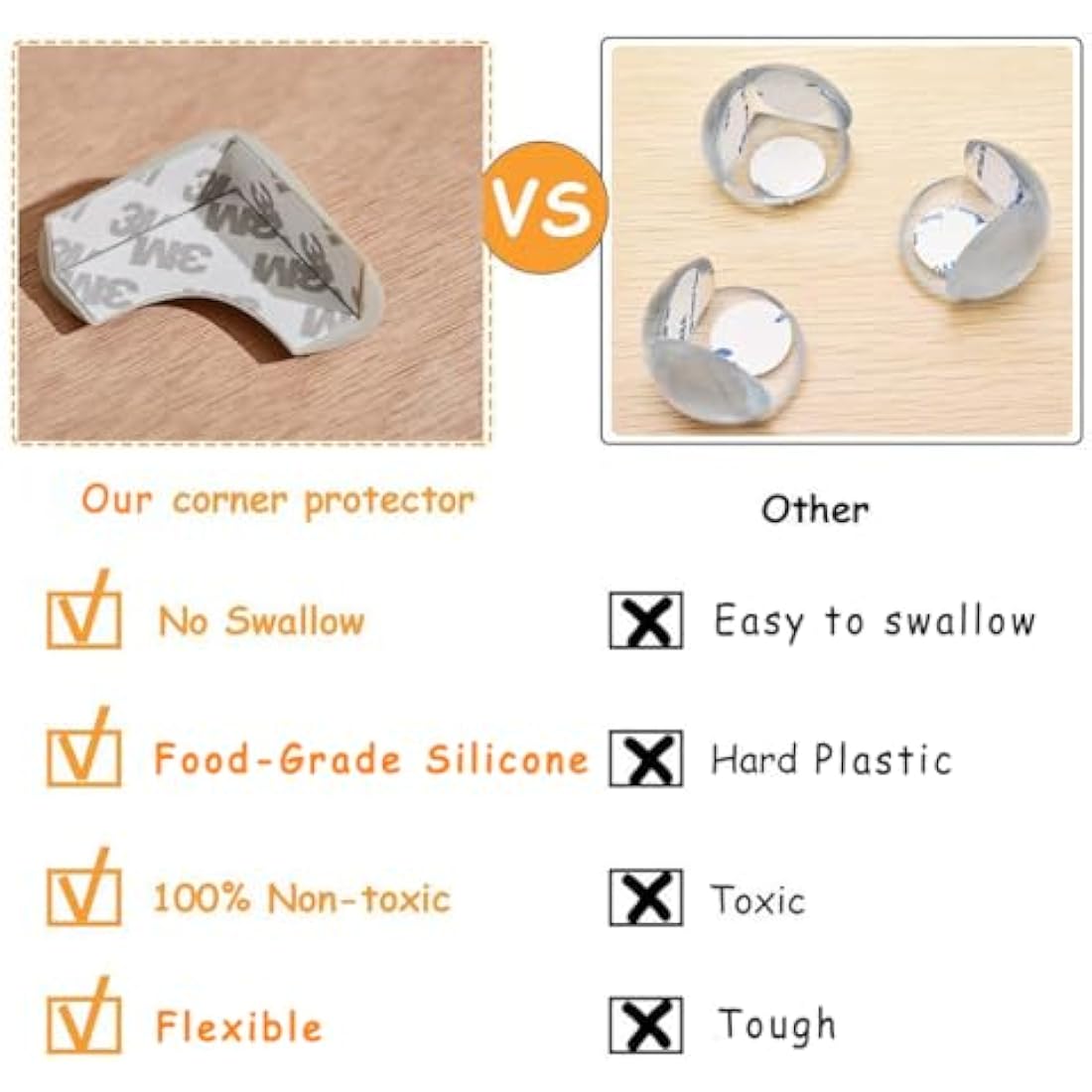 100% Silicone Corner Protector, Baby Proofing Corners Edge Guards, Pre-Tape Adhesive Soft for Kids Safety, Child Table Cabinets Furniture Bumper (Gray, 4 Pieces)