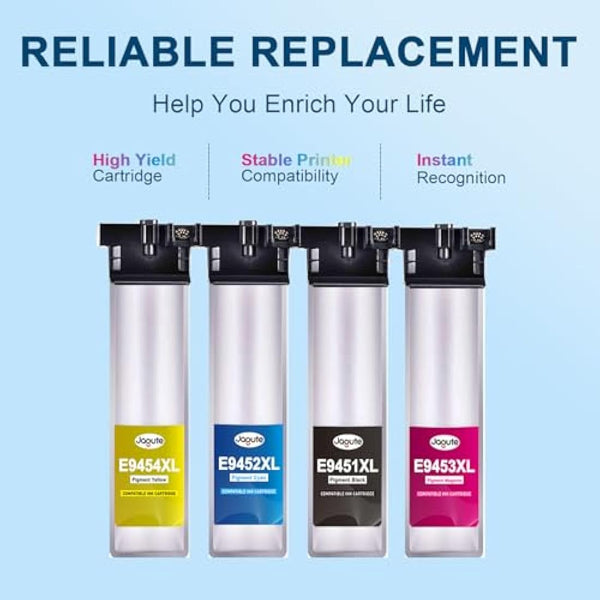 Jagute T9451 Ink Cartridges Compatible with Epson T9451 T9452 T9453 T9454 for Epson WorkForce Pro WF-C5210 WF-C5210DW WF-C5290 WF-C5290DW WF-C5710 WF-C5710DWF WF-C5790 WF-C5790DWF Printers (4 Pack)