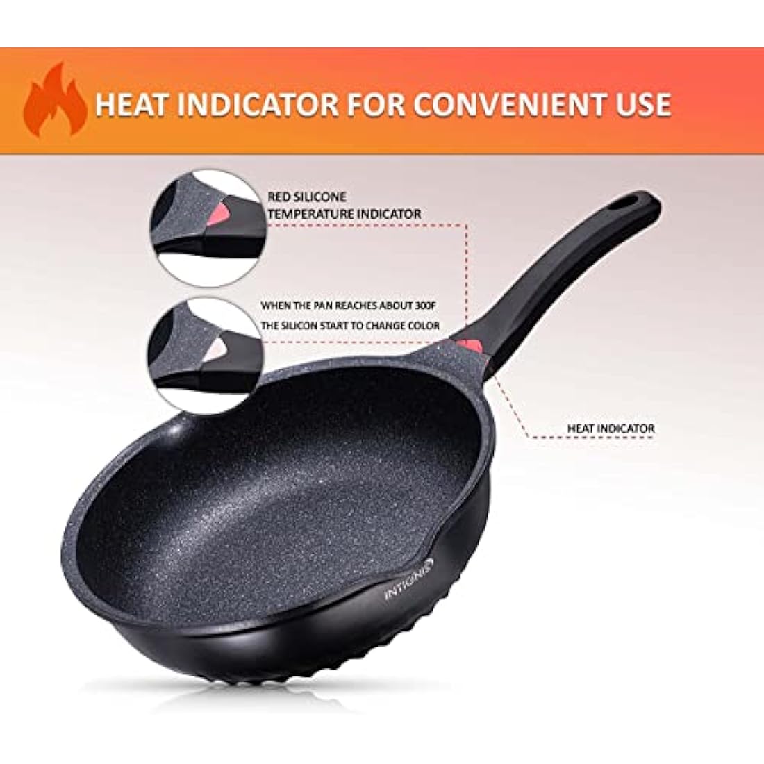 INTIGNIS Deep Non-Stick Frying Pan with Lid – 3-in-1 Sauté Pan, Skillet & Mini Wok – GREBLON Ceramic Coating | Induction Hob Safe | Stainless Steel Base |PTFE & PFOA Free (Black, 24 cm)