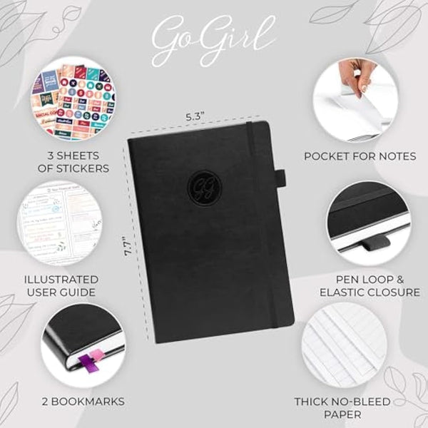 GoGirl Budget Planner – Monthly Financial Planner Organizer Budget Book. Expense Tracker Notebook Journal to Control Your Money. Undated – Start Any Time, A5 Size, Lasts 1 Year – Black
