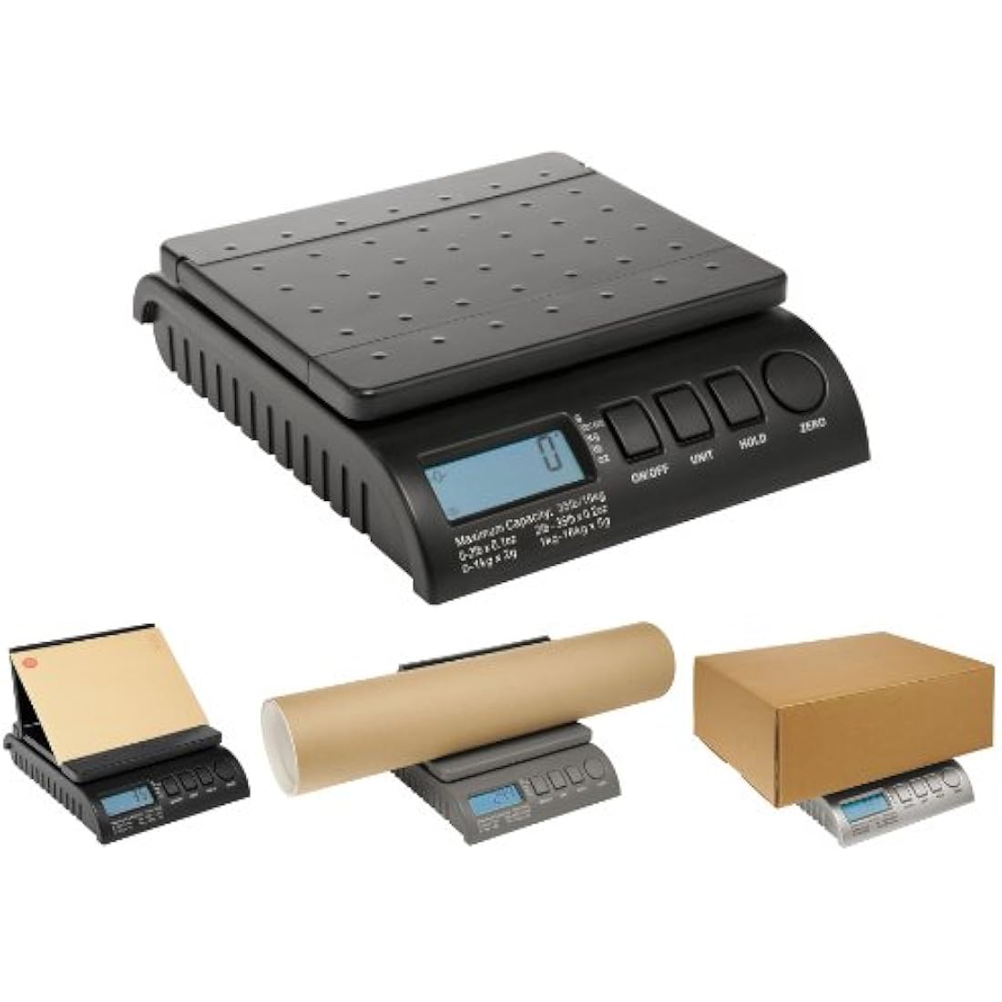 ABCON POSTSHIP Digital 20kg 44lb - FROM 1g INCREMENTS – 22x18cm Platform Letter Postal Postage Parcel Shipping Weighing Scales with Auto Hold & Auto Off : 0-1kg/1g 1-5kg/2g 5-20kg/5g Black