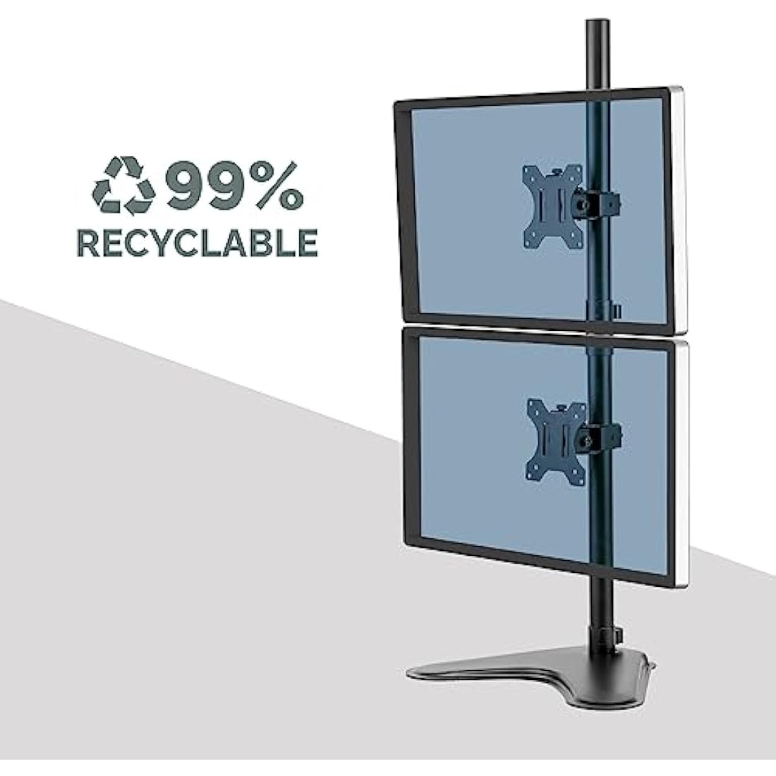 Fellowes Dual Stacking Monitor Arm - Seasa Freestanding Monitor Mount for 8KG 32 inch Screens - Ergonomic Adjustable Monitor Arm - Tilt 45° Pan 120° Rotation 360°, VESA 75 x 75/100 x 100 - Black