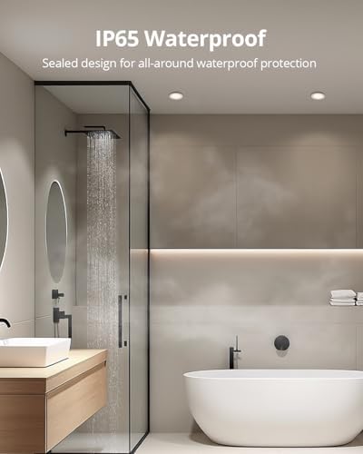 Gr4tec LED Downlight Ceiling IP65, 6 x 6W LED Recessed Ceiling Lights Dimmable 4000K Natural White 400LM, Bathroom Spotlights φ68mm-80mm Hole, Recessed Lighting for Living Room Bedroom