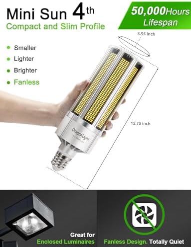 DragonLight Newest 240W Commercial Grade Corn LED Light Bulb Fanless (1200 Watt MH/HPS Replacement) E40 Large Mogul Base LED Lamp 5000K Daylight 32,400LM - Good for Enclosed Fixtures