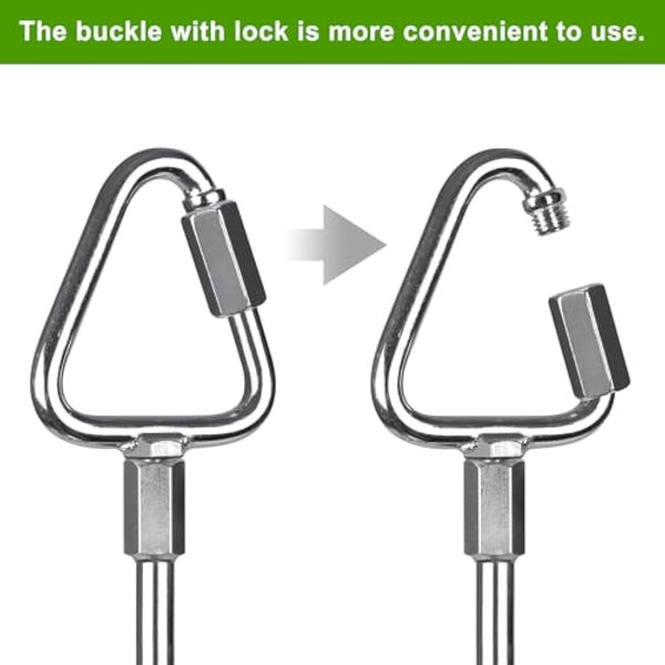 Insaga Ground Anchor, 4pcs Heavy Duty Tent Peg Trampoline Earth Stake Strong Storm Spiral Screw Spike for Garden Swing/Camping/Canopy/Shed/Dog/Carport with Carabiner Lockset, Orthogonal Triangle/44cm