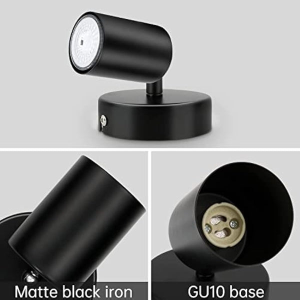 Dehobo Wall Light Spotlight Indoor in Matt Black Adjustable Spot Light with GU10 Socket LED 6W Compatible Industrial Ceiling Wall Spot Light 2 Pack for Kitchen Lounge Bedroom Dining Room
