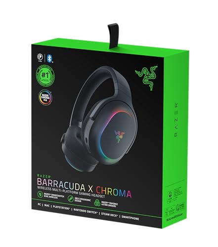 Razer Barracuda X - Wireless Multi-platform Gaming and Mobile Headset (SmartSwitch Dual Wireless, Ergonomic Design, TriForce 40 mm, Cardioid Mic, On-Headset Controls, 50h Battery USB-C) Black