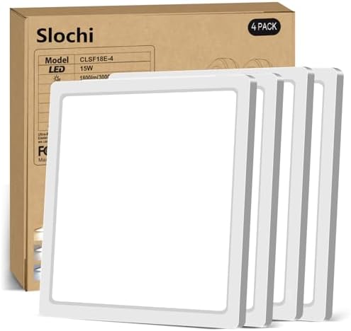 slochi 4Pack LED Ceiling Light, 3000K/4000K/6500K 3 Color Temperature, IP54 Waterproof Bathroom Light, Modern Square LED Ceiling Lamp for Bedroom, Kitchen, Hallway, Outside Porch and More