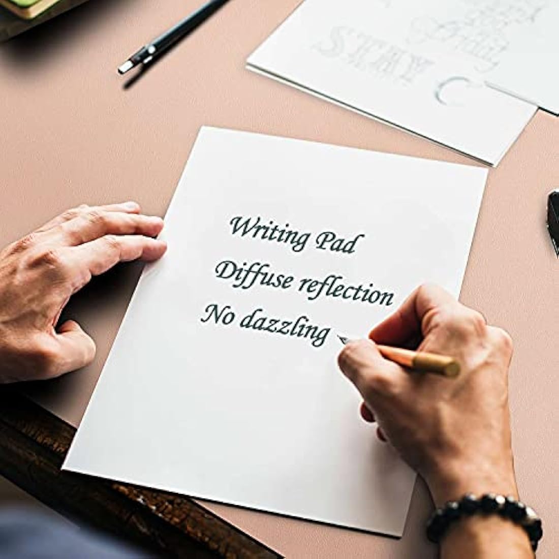 DOBAOJIA Desk Pad XX-Large, Desk Mat, Desk Blotter, Laptop Pad, Extended Mouse Mat, Mouse Pad XXL, Writing Pad for Office/Home, Dual-Side Use PU Leather Waterproof 35.4" X 16.9"(Beige/Orange)