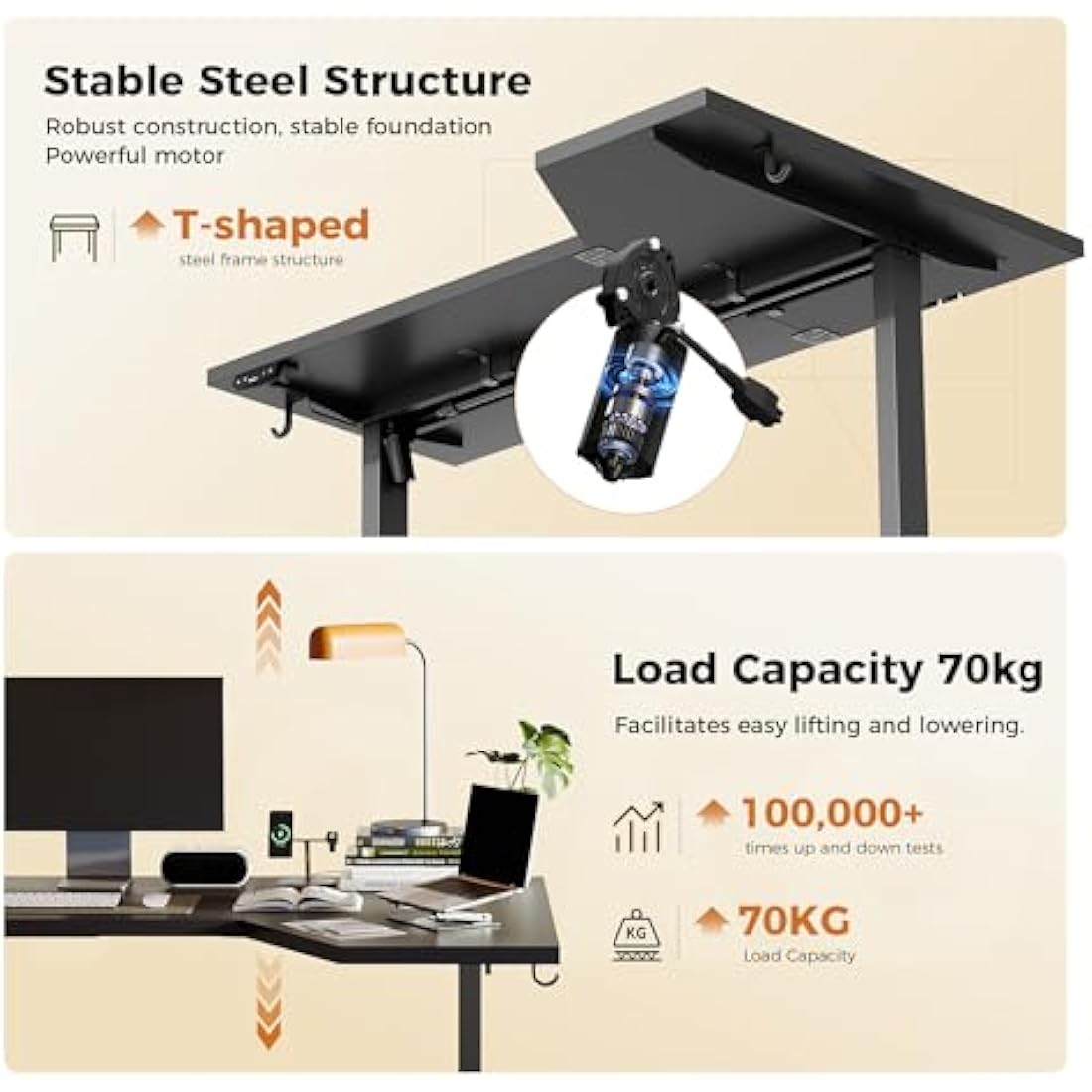Agilestic L-Shaped Electric Standing Desk, 140cm Height Adjustable Sit-Stand Desk for Home Office, Ergonomic Computer Desk with Spliced Board,Black