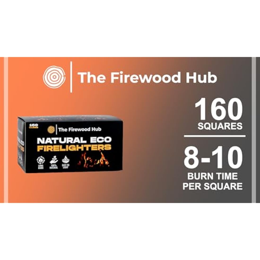 Fire Lighters - Natural Firelighters Made from Wood Fibre and Wax, Pack of 160, Long Burn Time Up to 10 Minutes, Ideal Fire Lighters for Wood Burners