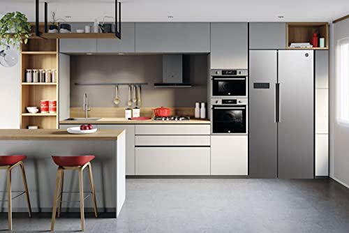 Hoover H-FRIDGE 500 MAXI Freestanding American Fridge Freezer with Water Dispenser, Side by Side, Total No Frost Technology, E Class, 532L Total Capacity, Inox, 91x67x177 cm - HHSBSO6174XWDK-1