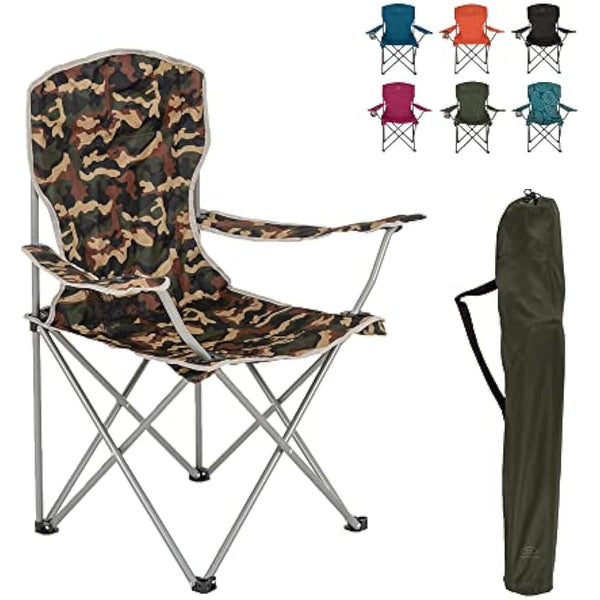 Highlander Camping Chair - Compact & Lightweight Folding Chair, 2.2kg, Portable Chair for Outdoors, Durable Steel Frame Arm Chair with Cup Holder