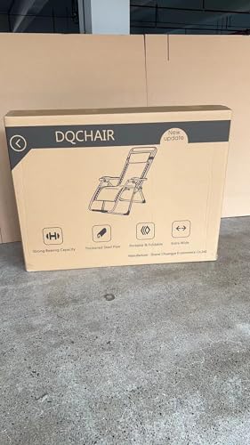 DQCHAIR Outdoor Reclining Zero Gravity Chair with Cup Holder, Extra Wide Adjustable Lounger Chair for Patio Garden Beach Pool, With Cushions Support 200kg (Black1)