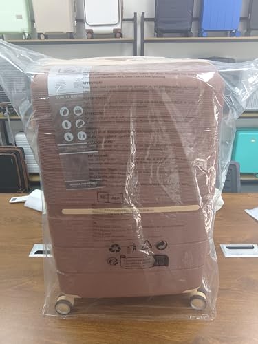 British Traveller 24" Medium Suitcase Lightweight Polypropylene Hard Shell Luggage Hold Check in Suitcase with 4 Wheels and Built-in TSA Lock(Navy, 66cm 60L)