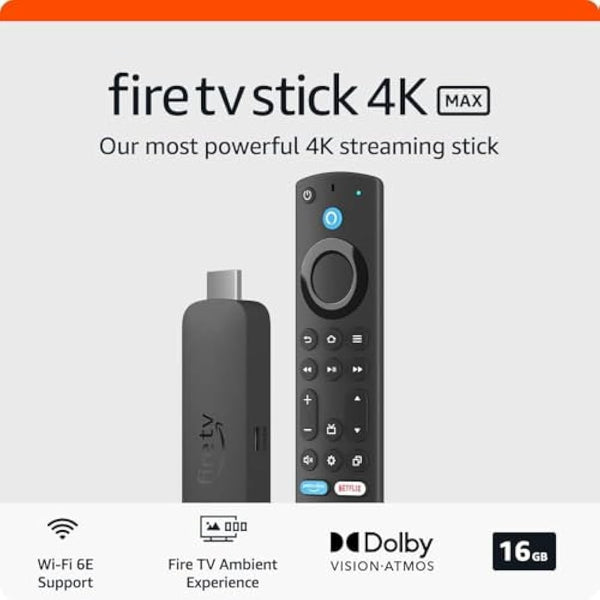 Amazon Fire TV Stick 4K Max (Newest gen), supports Wi-Fi 6E, Ambient Experience