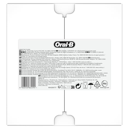 Oral-B Pro Sensitive Clean Toothbrush Heads, Pack of 10 Counts, Suitable for Mailbox