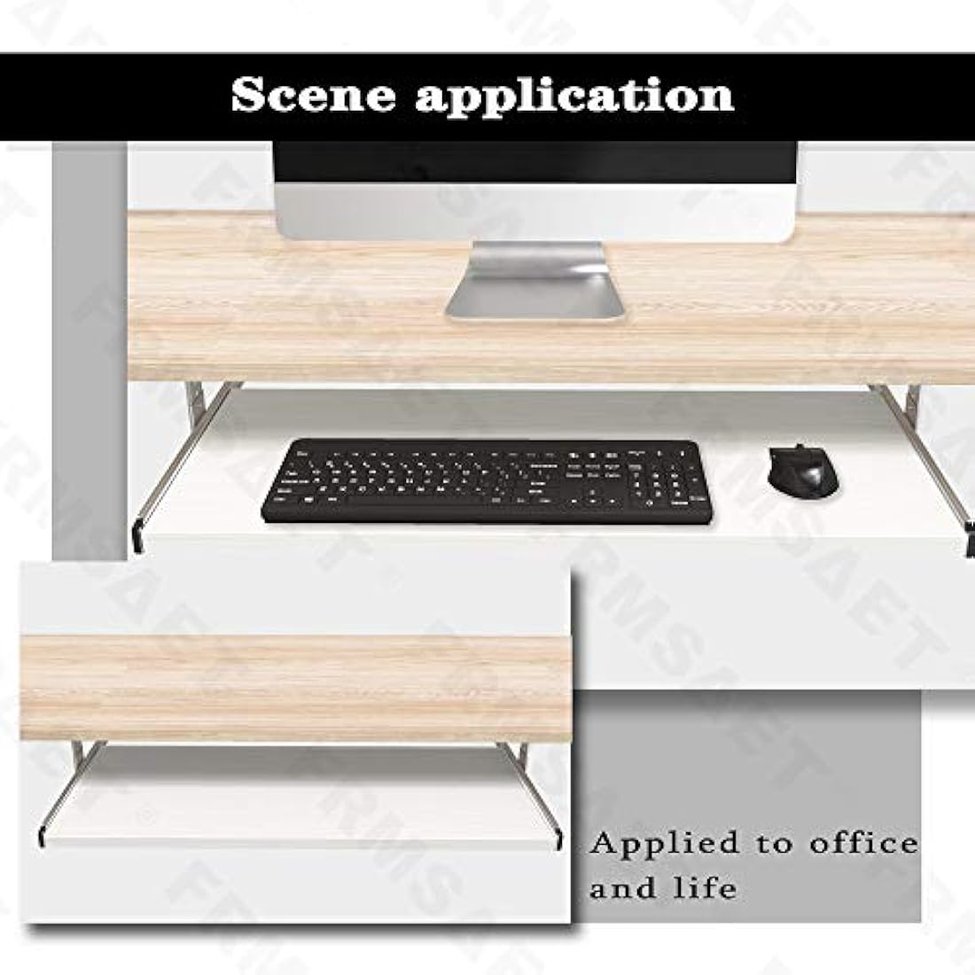 FRMSAET Furniture Accessories Office Product Suits Hardware 20/24/30 inches Keyboard Drawer Tray Wood Holder Under Desk Adjustable Height Platform. (30 inches, White)