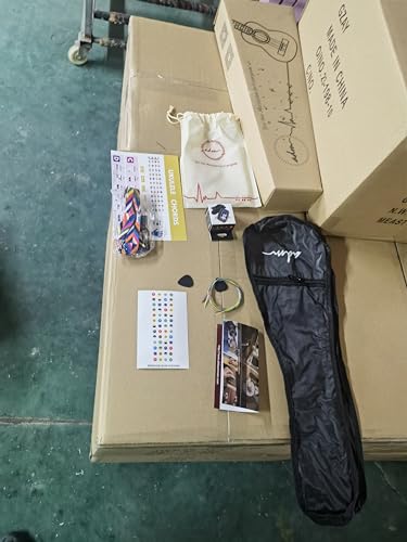 ADM Soprano Ukulele Set for Kids and Beginners, Ukulele Starter Kit with Bag, Clip-On Tuner, Rainbow Strings, Colourful Strap, Plectrum, Fingerboard Sticker, Chord Card (Dark Blue)