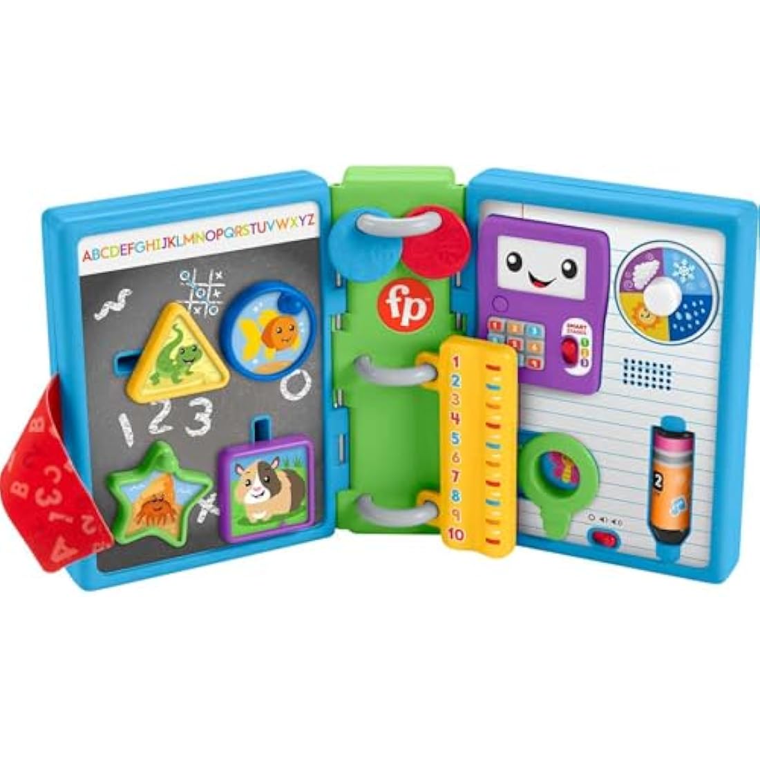 Fisher-Price GWT66 Laugh & Learn 123 Schoolbook, electronic activity toy with lights, music, and Smart Stages learning content for infants and toddlers, Multicolor, 16.83 cm*5.08 cm*25.56 cm