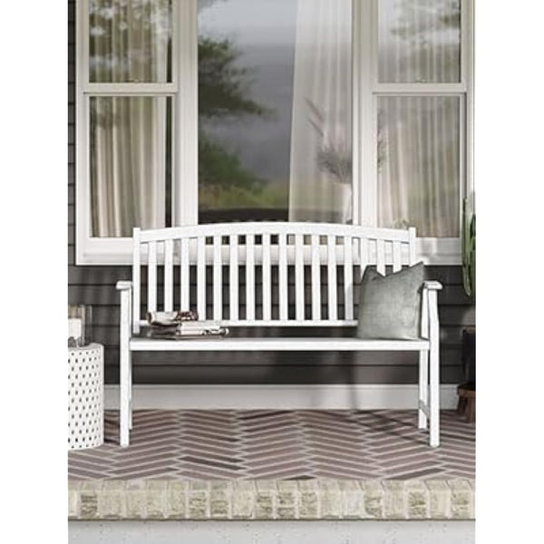 Grand patio Garden Bench, Outdoor Bench with Anti-Rust Steel Metal Frame, Stamped Pattern, Choice of Colours, Suitable for Indoor, Outdoor, Patio, Park (Farmhouse, White)