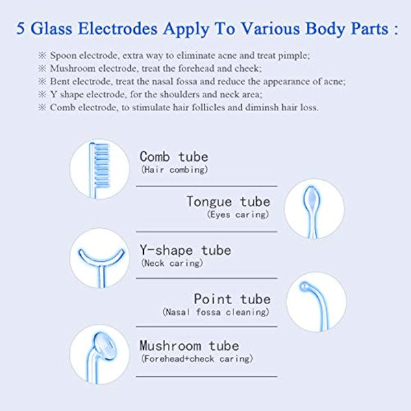 High Frequency Facial Wand Machine, ‎FAZJEUNE 5 in 1 Portable Handheld Face Massager Skin Care Device Tightening Machine Set Acne Spot Treatment Reducing Puffy Eyes Wrinkles Dark Circles Freckle