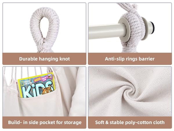 Swing Chair with Hardware Kit: Ohuhu XL Portable Hanging Chairs with 2 Cushions Detachable Metal Support Bar Side Pocket for Indoor Outdoor, Hammock