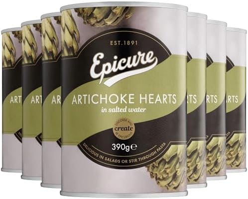 Epicure Tinned Artichoke Hearts in Salted Water, Delicious in Salads or Stir Through Pasta, 390 g (Pack of 12)