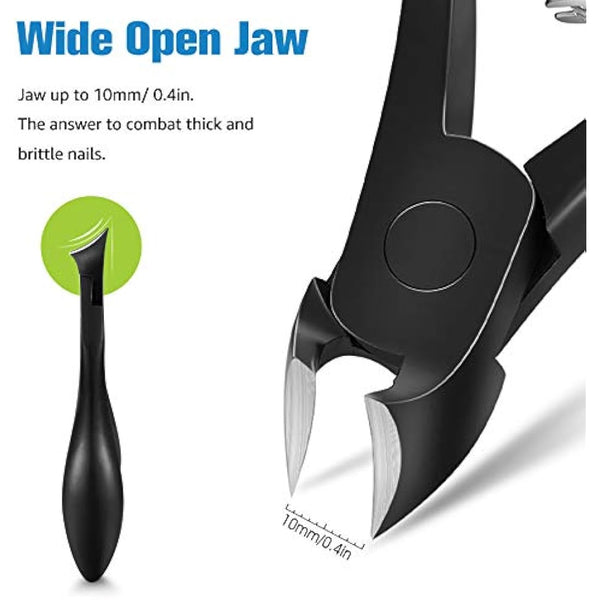 FERYES Toenail Clippers for Thick Nails, Toe Nail Clippers for Ingrown Hard Toe Nail Fingernail - Large Handle Stainless Steel Olecranon Fingernail Clipper, Black