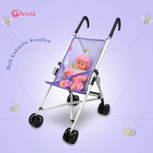 Anivia Baby Doll Collection Doll Stroller Heart Design Gifts for Toddlers and Girls Foldable Doll Stroller Pink Color