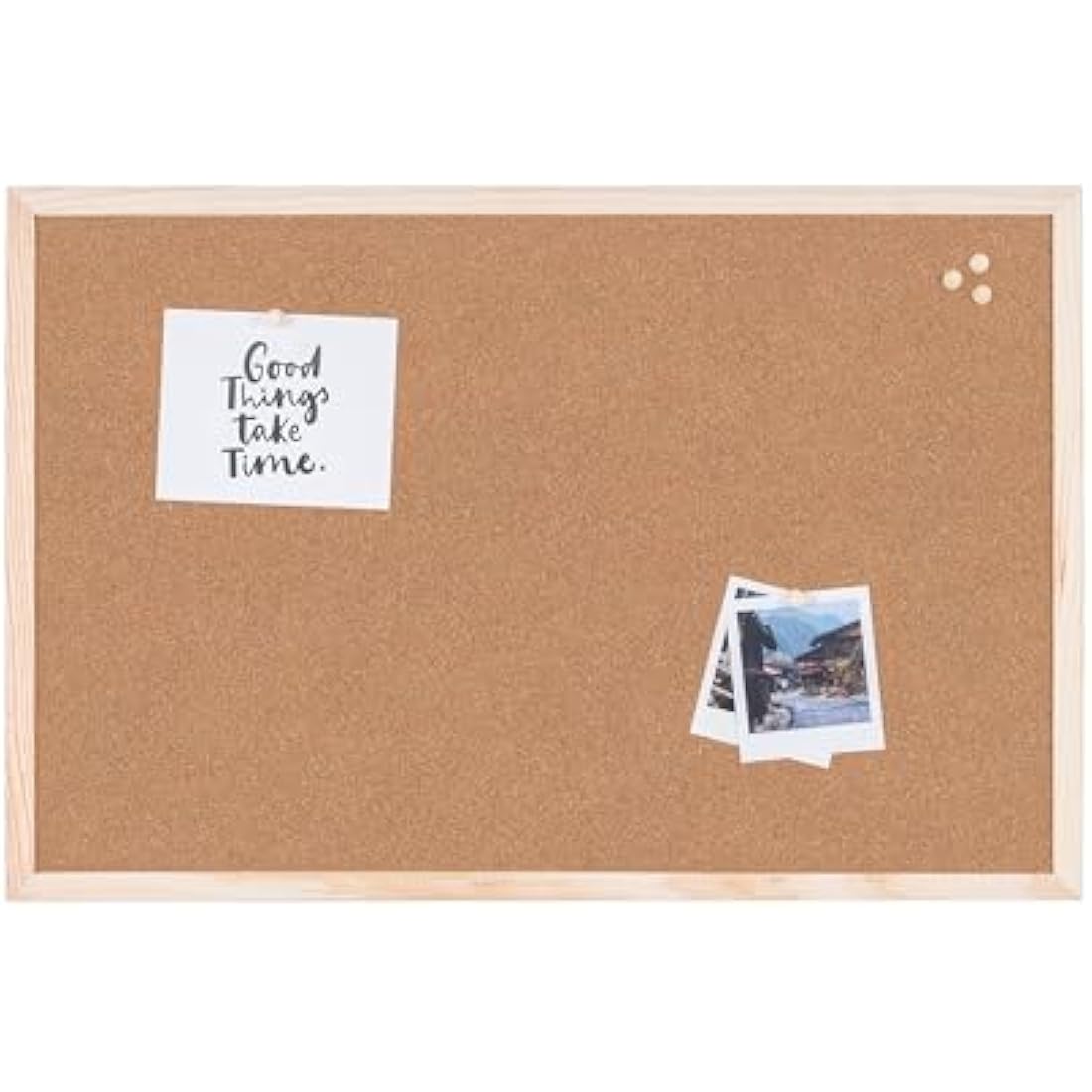 Bi-Office Basic Cork Board, Pine Wood Frame, 90 x 60 cm, brown