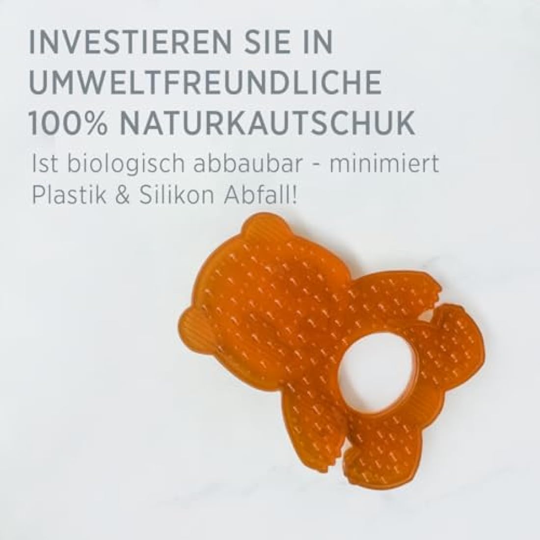 HEVEA Panda Teether for Babies - 100% Natural Rubber Soothing Teething Toy, BPA-Free & Vegan, Easy-Grip for Soothing Gums