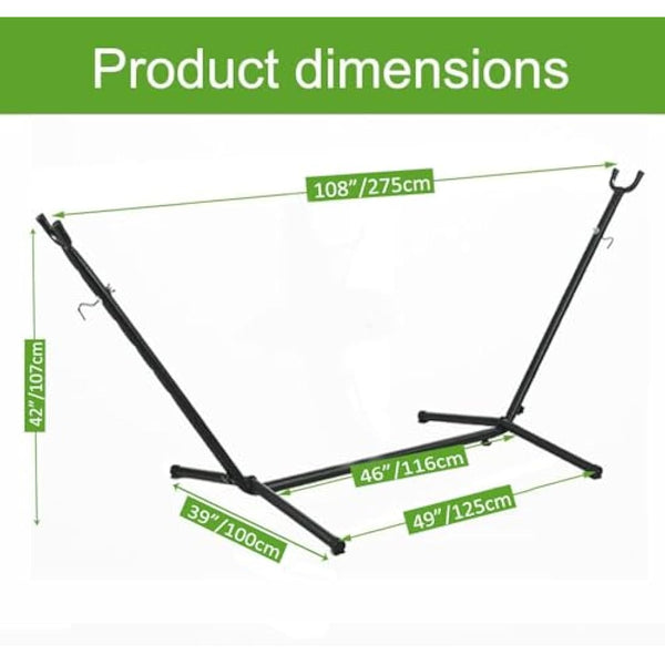 Goutime Portable Hammock Stand with Carry Bag, Fits Hammocks 9 Feet Long,550lb Capacity Black,Hanging Chair Stand,frame stand,for String-style, Brazilian-style, Flat-style【 Not