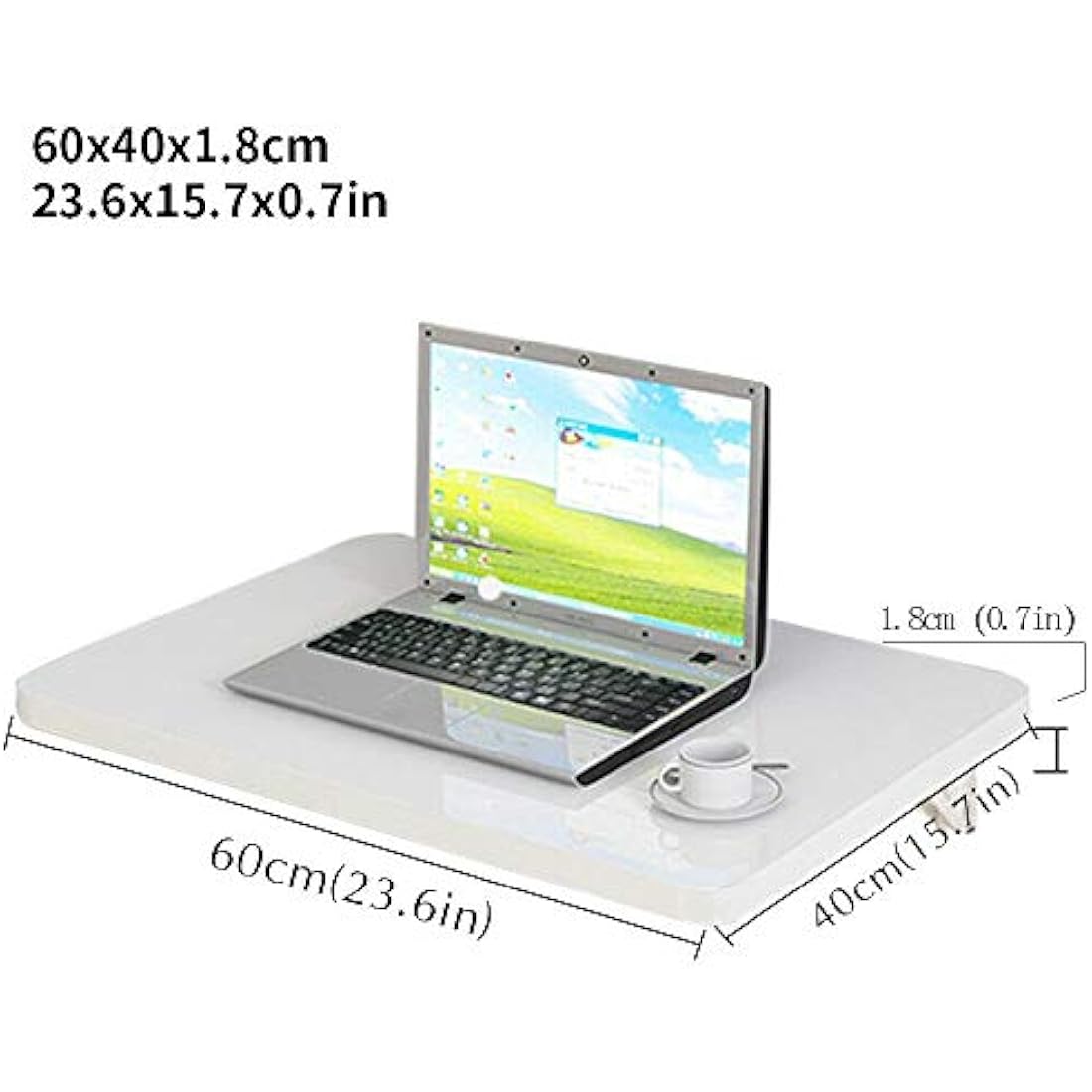 aleawol Wall Mounted Table Folding Desk 60x40 cm Large Laptop Drop-Leaf Wall Work PC Computer Desk with Brackets for Space Saving Writing Dining (White)