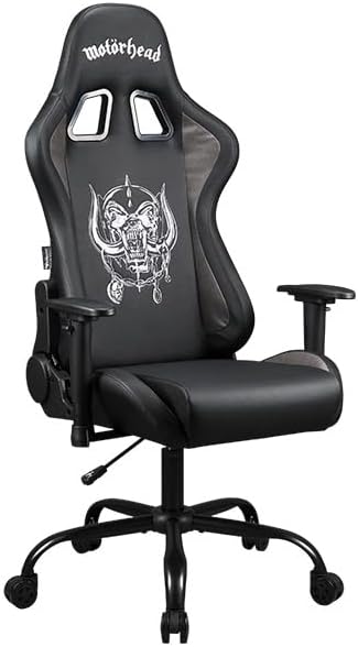 Subsonic Motorhead Gaming chair or office chair, gamer chair for adults, comfortable seat, integrated headrest, adjustable armrests and height, ergonomic backrest Black