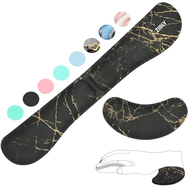 ZIBLY Wrist Rest Keyboard and Mouse Set - Non Slip Ergonomic Wrist Cushion Support Pad - Easy Typing,Pain Relief – Premium Silky Gel Memory Foam for Work from Home Gaming Computer Laptop