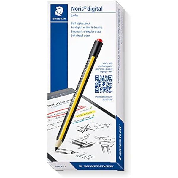 STAEDTLER 180J 22-1 Noris Digital Jumbo EMR Stylus with Soft Digital Eraser - For Digital Writing, Drawing and Erasing on EMR Equipped Displays (Please check the compatibility list before purchase)