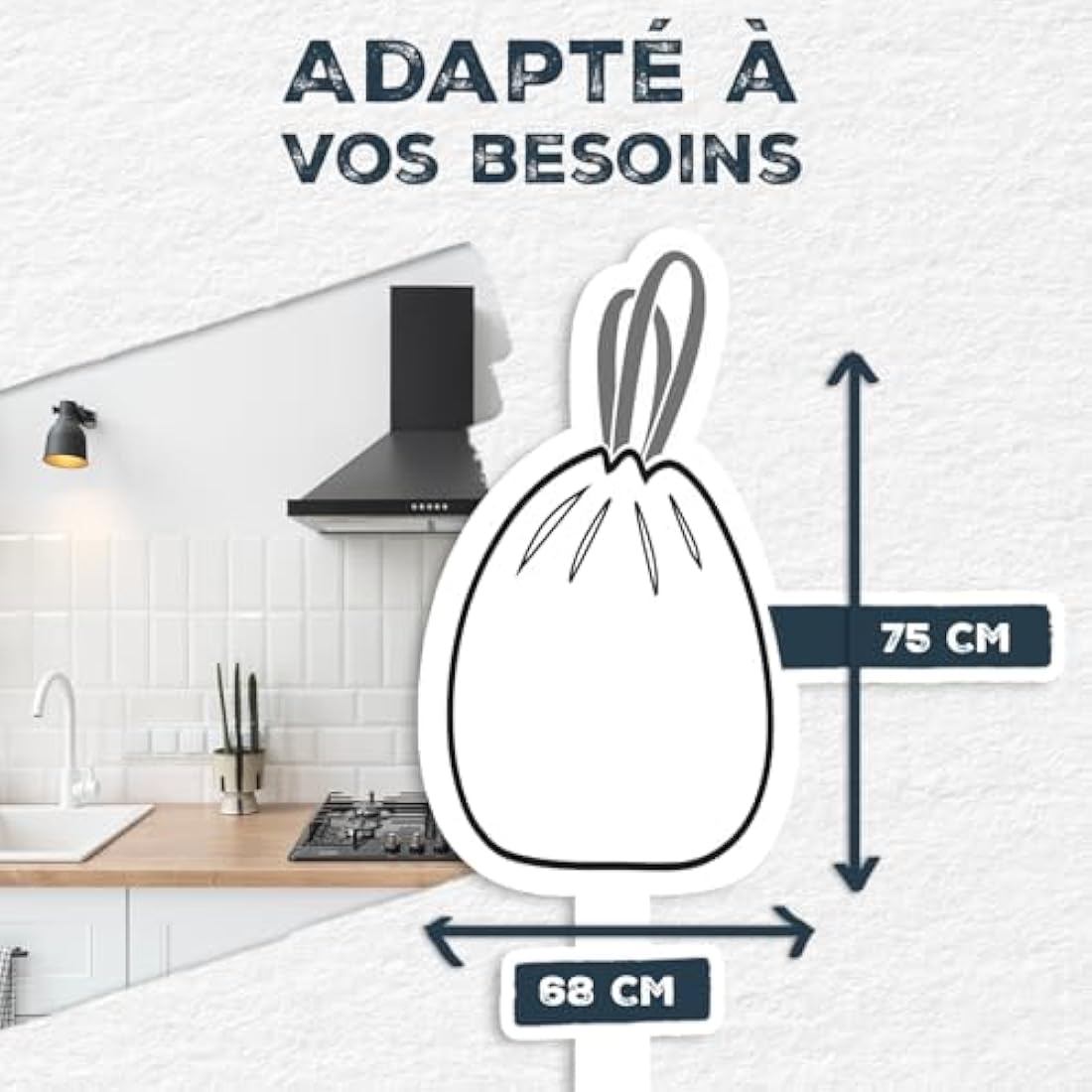 Alfapac - Bin Liners with Drawstring - Heavy Duty - Recyclable Packaging Sorting (excluding Glass) - 76% Recycled and 15% Vegetable - Made in France - 10 x 50L, Green