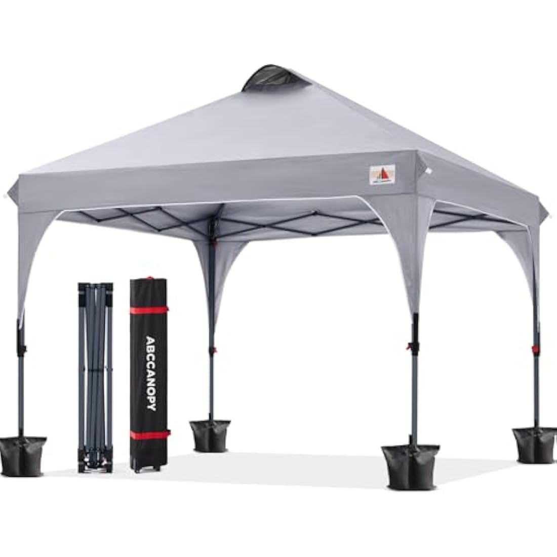 ABCCANOPY 3x3M Pop Up Gazebo Commercial Gazebo With Upgrade Roller Bag, 4 Weight Bags, Stakes and Ropes(Grey)