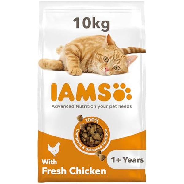 IAMS Adult Complete Dry Cat Food Chicken 10kg - Supports Strong Immune System