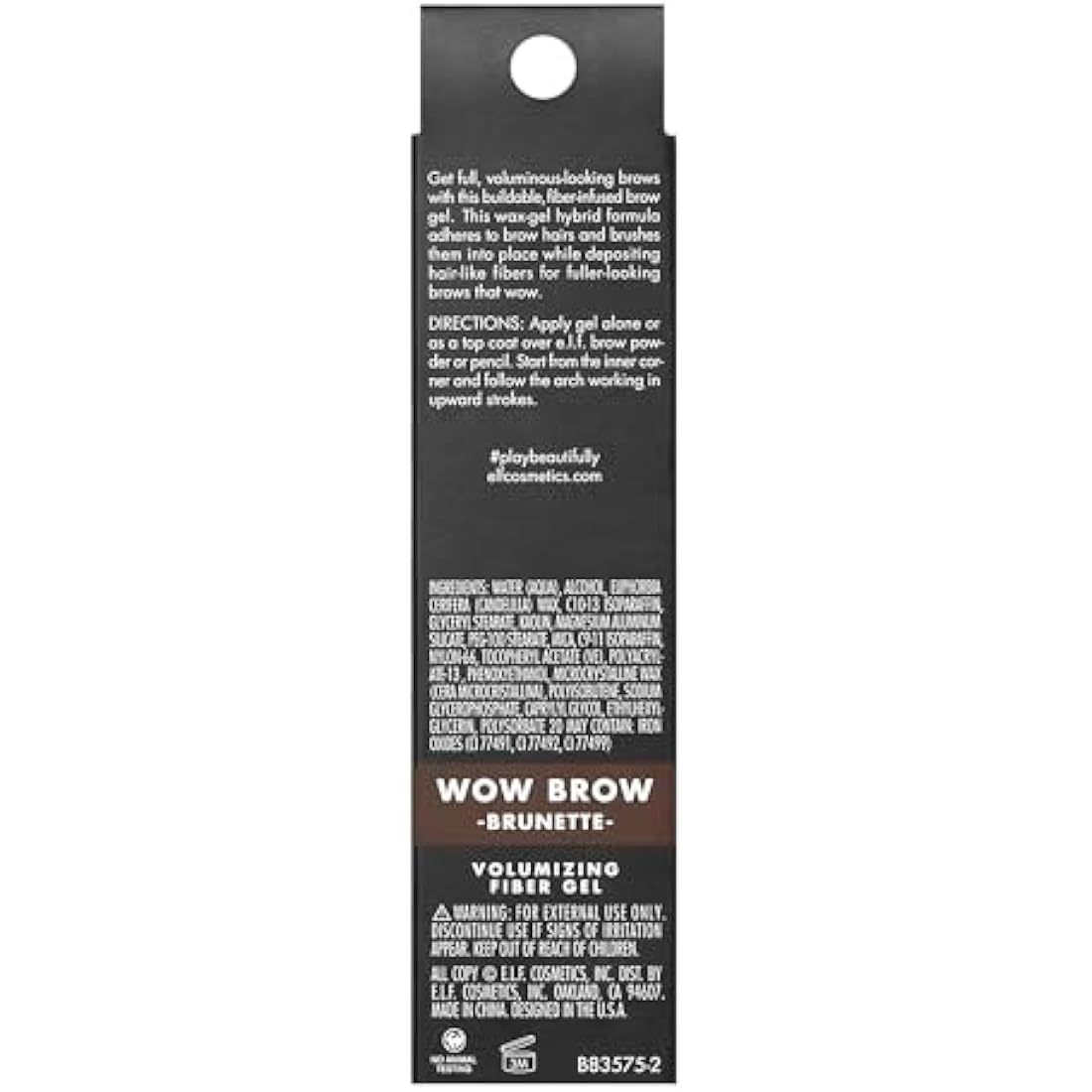 e.l.f. Wow Brow Gel, Volumizing, Buildable, Wax-Gel Hybrid, Creates Full, Voluminous-Looking Brows, Locks Brow Hairs In Place, Brunette, Fiber-Infused 3.5g