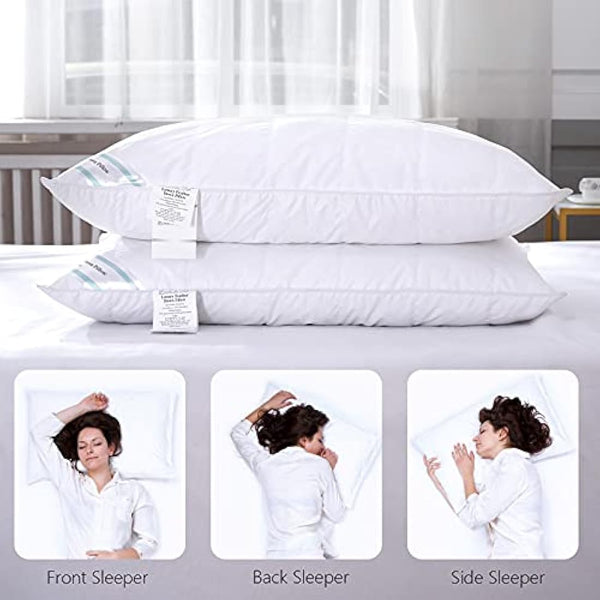 Threads For Bed Natural Feather & Down Pillows Pack of 2, Luxury Sleeping Pillow with Downproof Dual Layer Cover, Medium/Soft Density Support Pillow For Back & Side Sleeper - 19x29