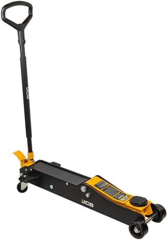 JCB 3 Tonne Hydraulic Long Trolley Jack, Heavy-duty, 525mm Max. Lift for Heavy-duty Automotive Tasks, Rotating Rear Wheels, 3 Year Warranty