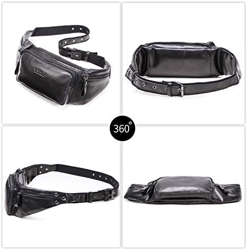 FANDARE Waist Packs Men Sling Bag Waist Pouch Leather Fanny Pack Waterproof Chest Bag Business Travel Running Cycling Sports Crossbody Bag Multipurpose Shoulder Bag