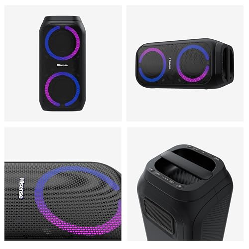 Hisense PARTY STORM, 300W Max Audio Power,15 Hrs long playtime,Karaoke Mode,Lighting effects, Wireless charge the phone, IPX4 Waterproof, Bluetooth 5.0