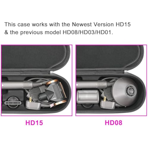 Hard Case for Dyson Supersonic Hair Dryer Iron/Fuchsia-Fits Ful Hair Dryer Accessories & Model HD15/HD08 by RLSOCO（Deep Pink）